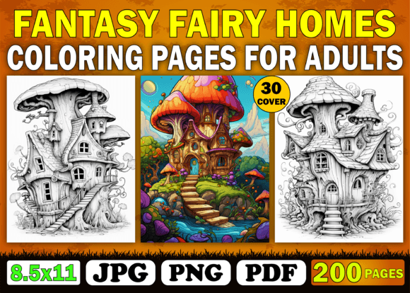 200 Fantasy Fairy Homes Coloring Pages