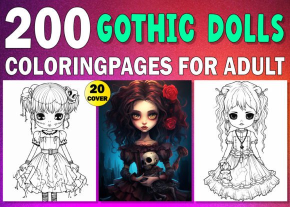Adults Gothic Dolls Coloring Pages - KDP