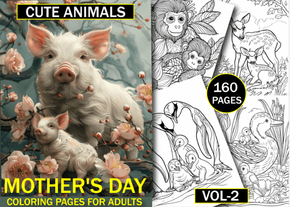 Cute Animals Mother's Day Coloring Pages