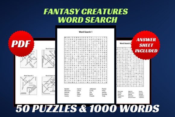 Fantasy Creatures Word Search for Adult